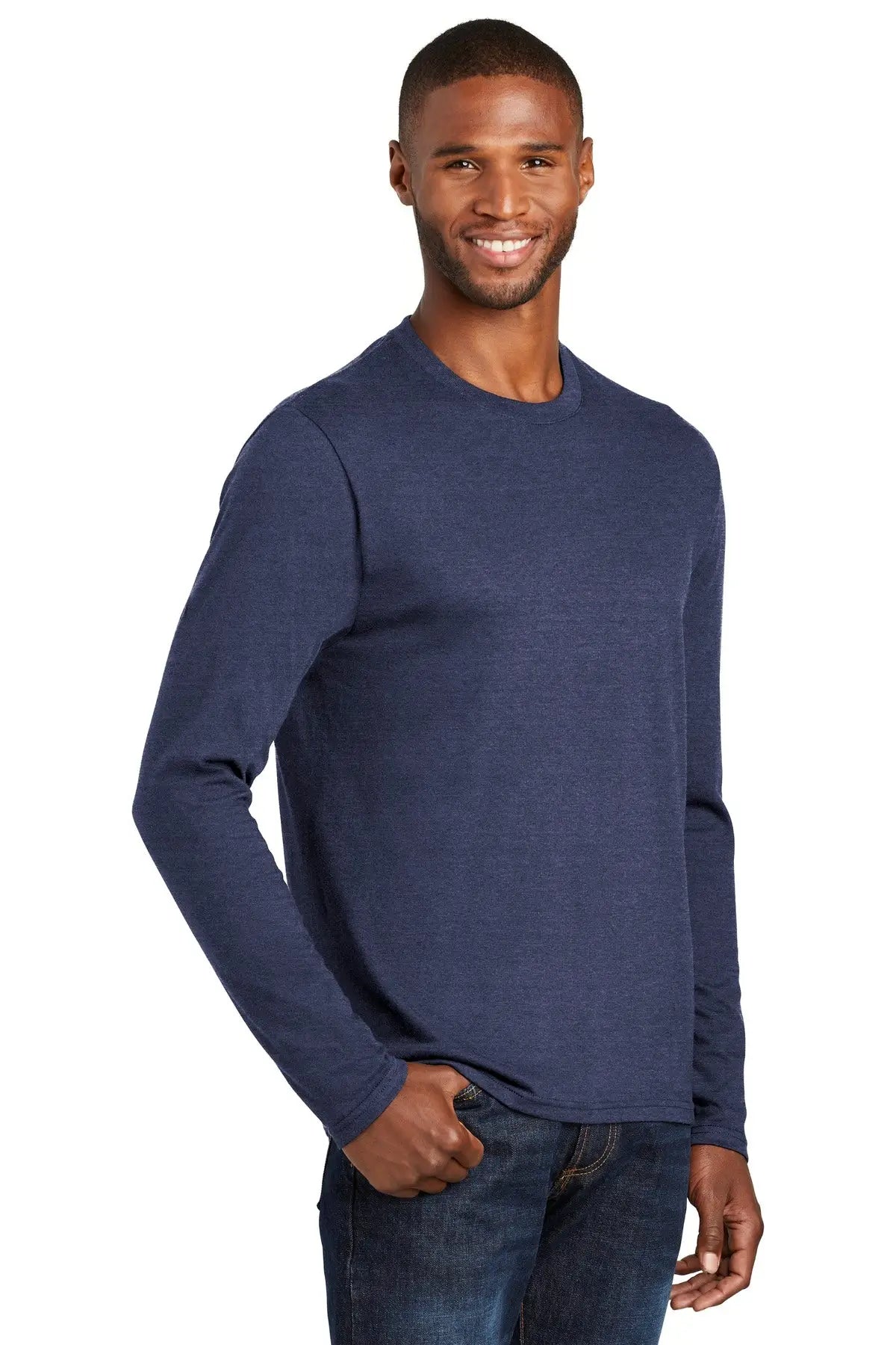 Port & Company Pc455ls co Long Sleeve Fan Favorite Blend Tee - Team Navy Heather