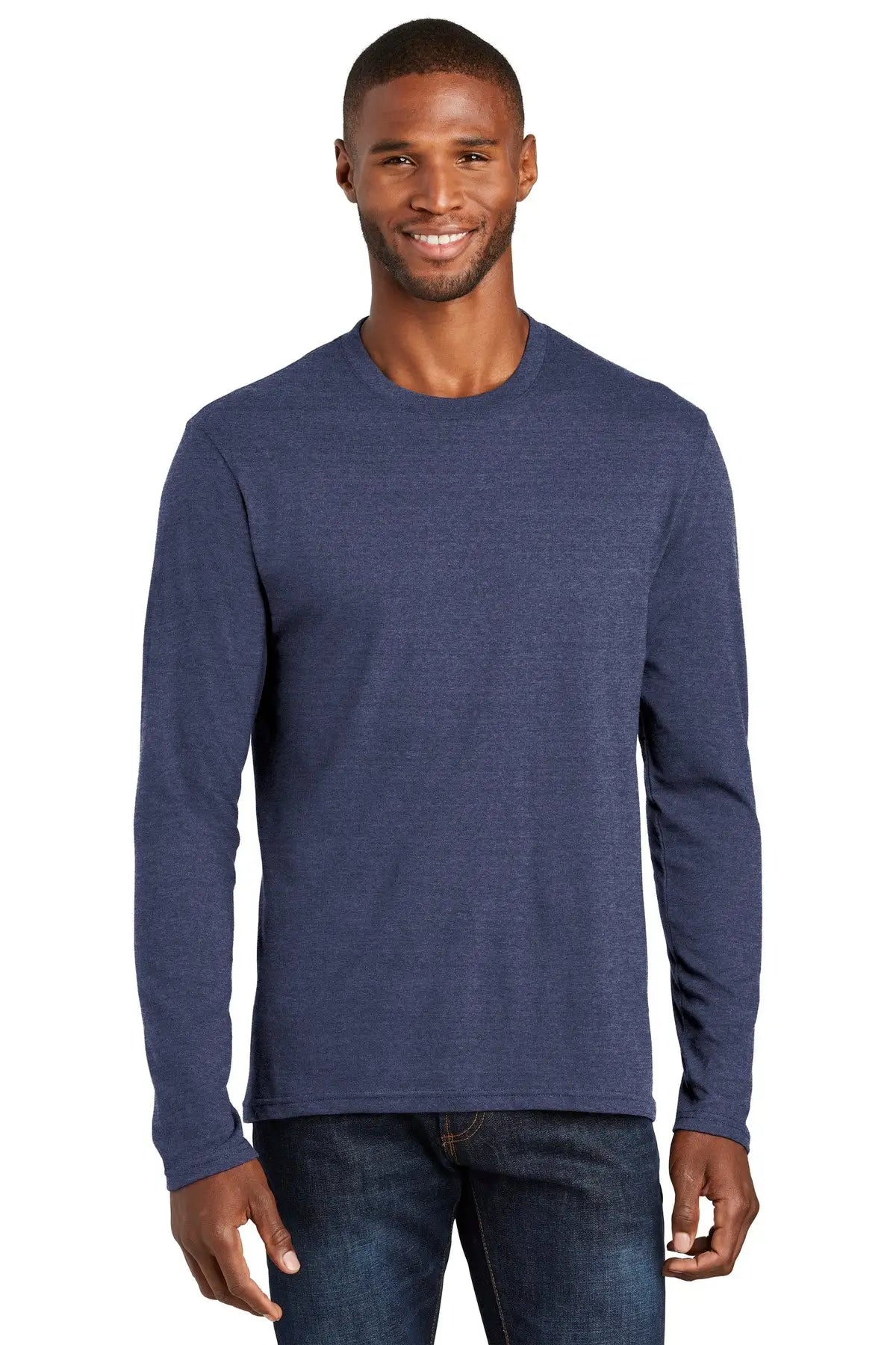 Port & Company Pc455ls co Long Sleeve Fan Favorite Blend Tee - Team Navy Heather - Adult s
