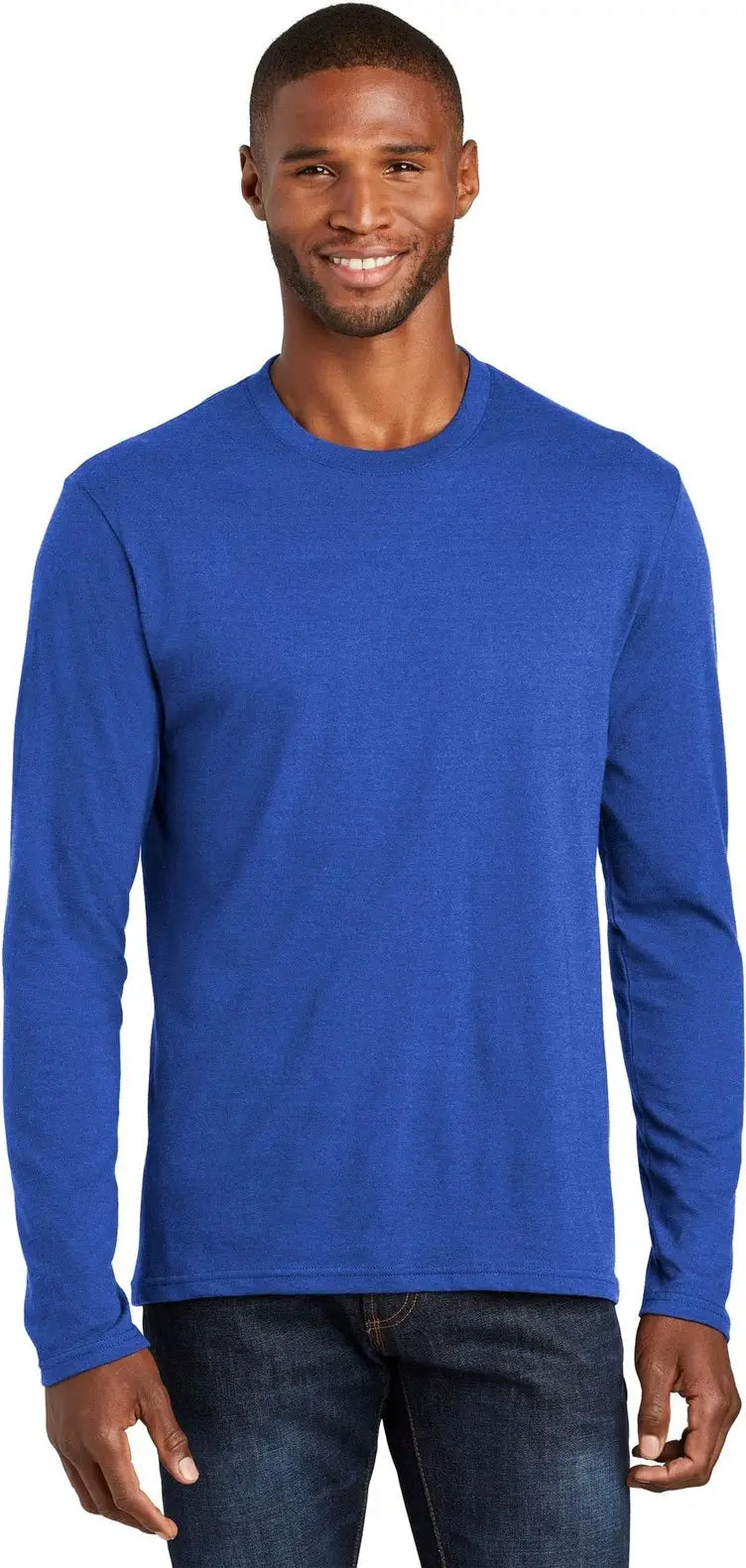 Port & Company Pc455ls co Long Sleeve Fan Favorite Blend Tee - True Royal Heather - Adult s