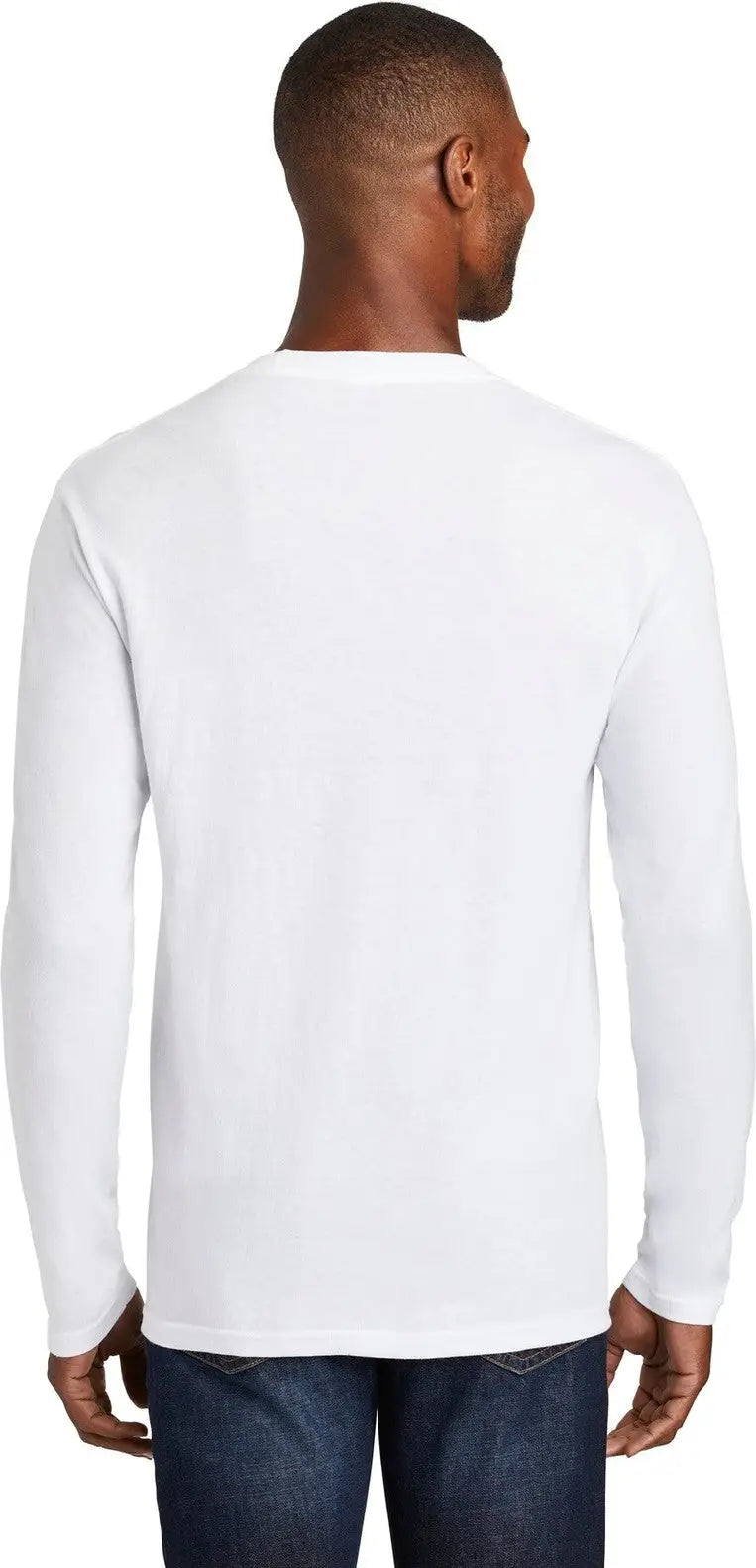 Port & Company Pc455ls co Long Sleeve Fan Favorite Blend Tee - White