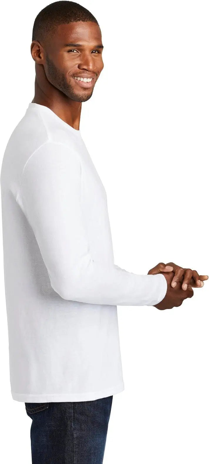 Port & Company Pc455ls co Long Sleeve Fan Favorite Blend Tee - White