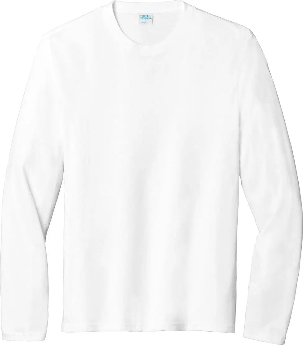 Port & Company Pc455ls co Long Sleeve Fan Favorite Blend Tee - White