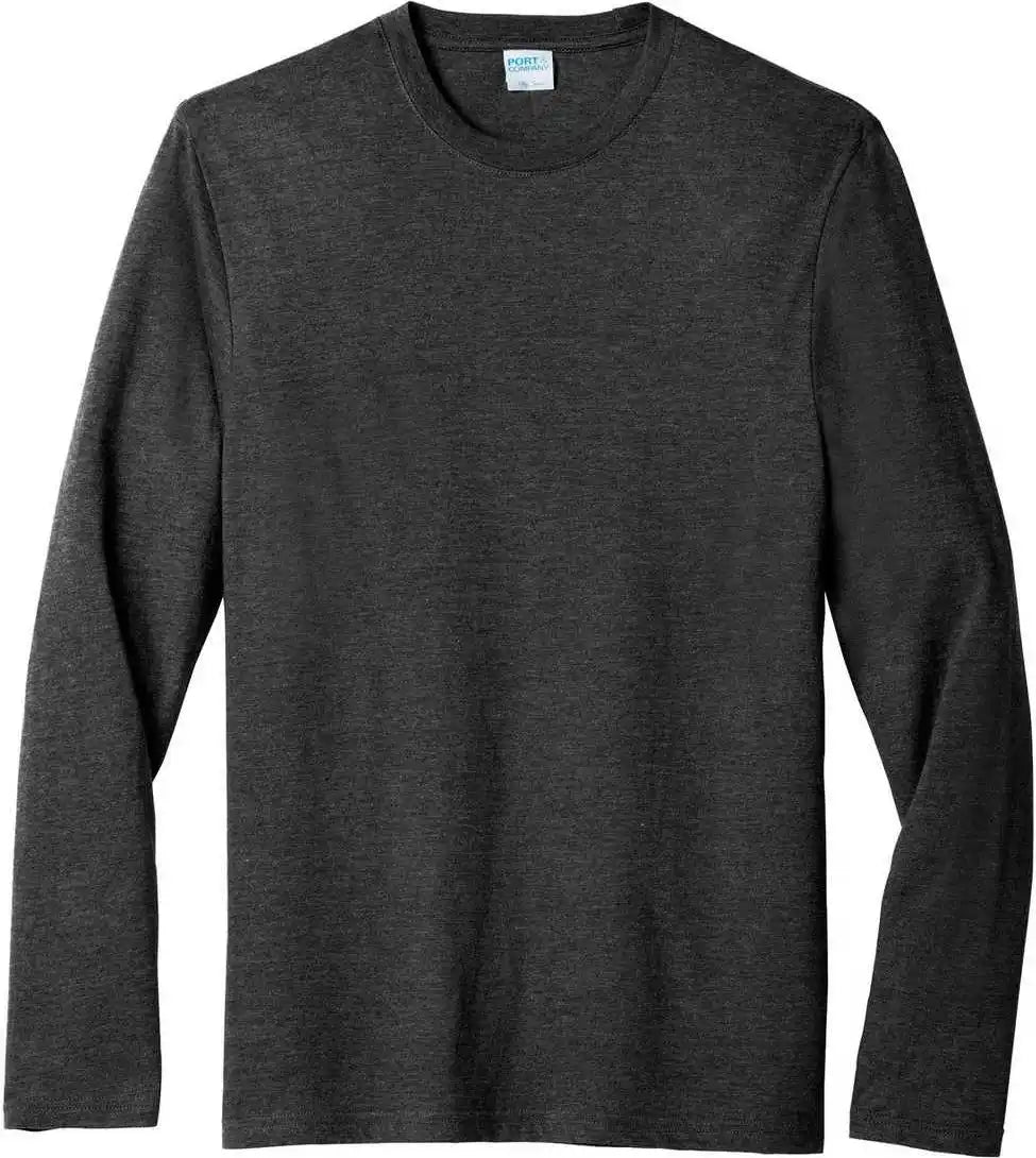 Port &amp; Company Pc455ls Long Sleeve Fan Favorite Blend Tee Black Heather