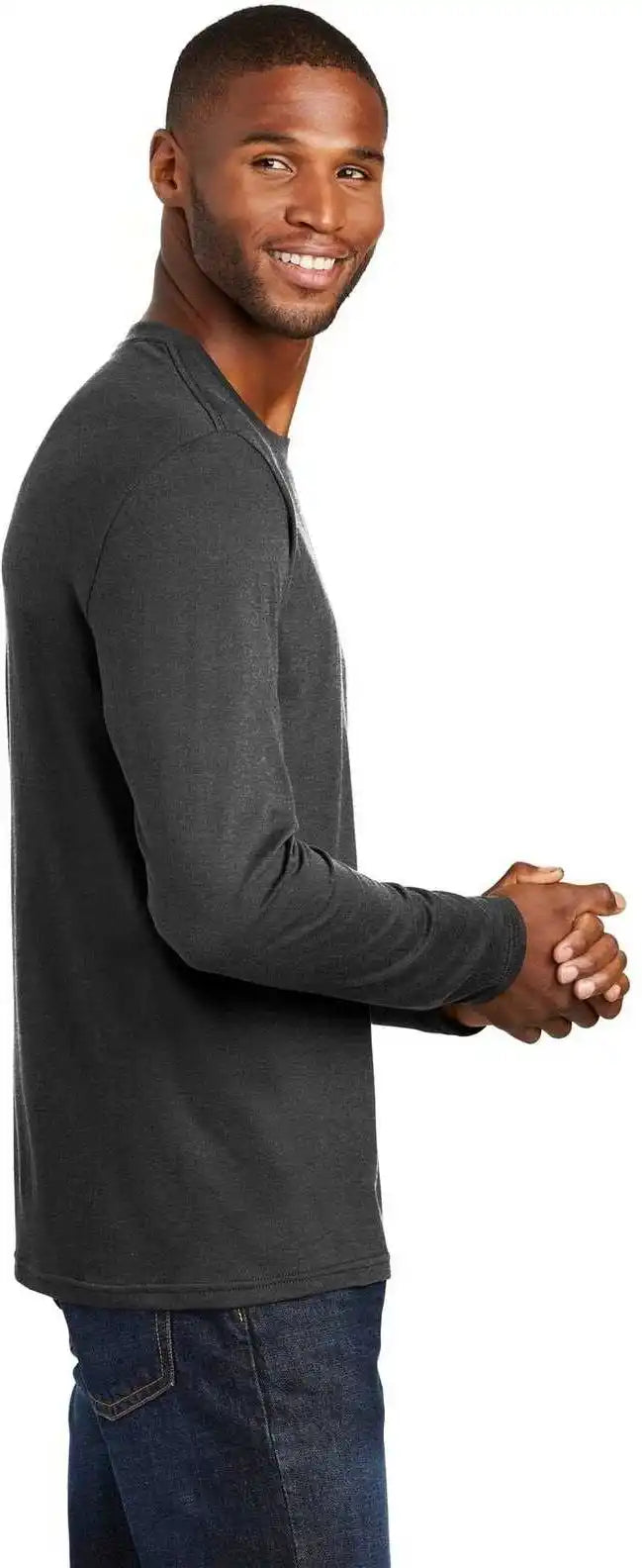 Port &amp; Company Pc455ls Long Sleeve Fan Favorite Blend Tee Black Heather