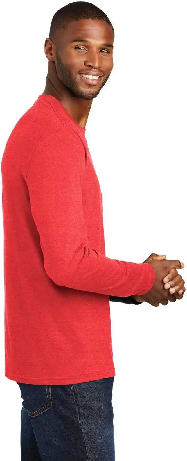 Port &amp; Company Pc455ls Long Sleeve Fan Favorite Blend Tee Bright Red Heather