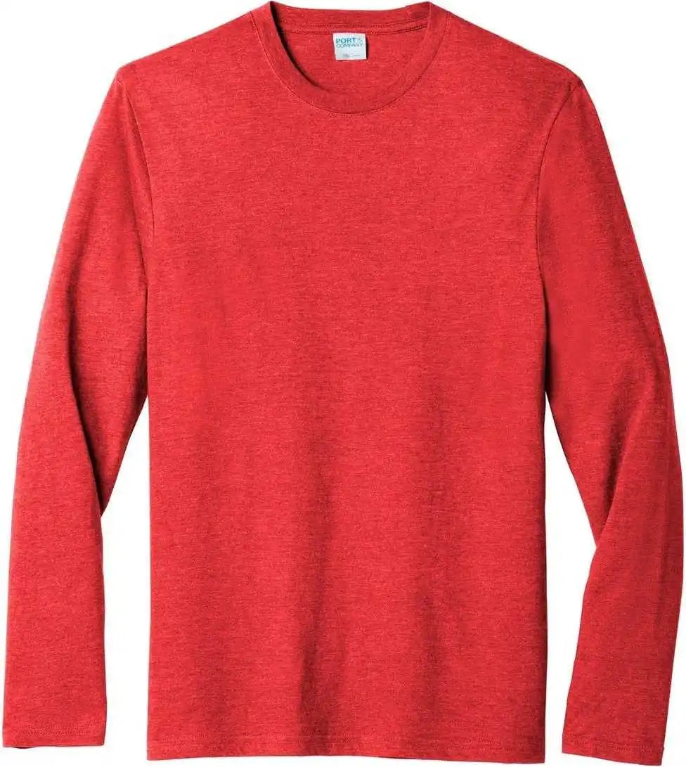 Port &amp; Company Pc455ls Long Sleeve Fan Favorite Blend Tee Bright Red Heather