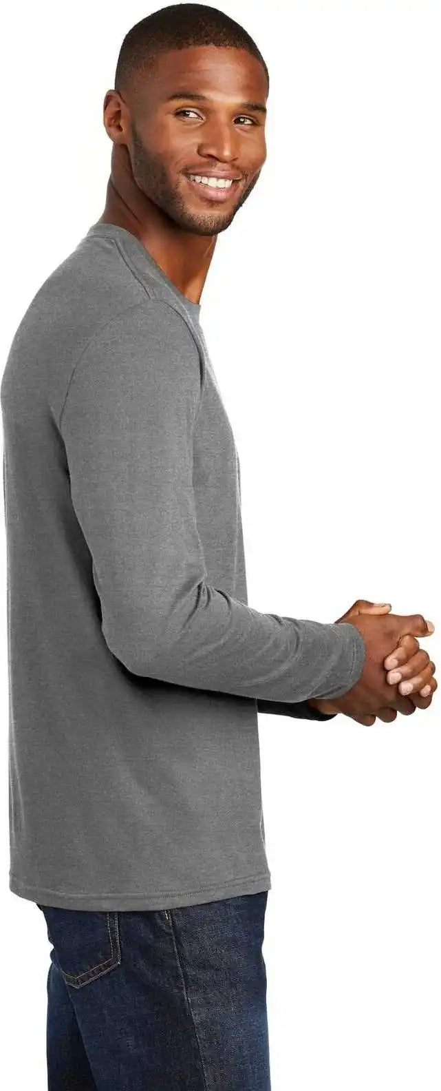 Port &amp; Company Pc455ls Long Sleeve Fan Favorite Blend Tee Graphite Heather