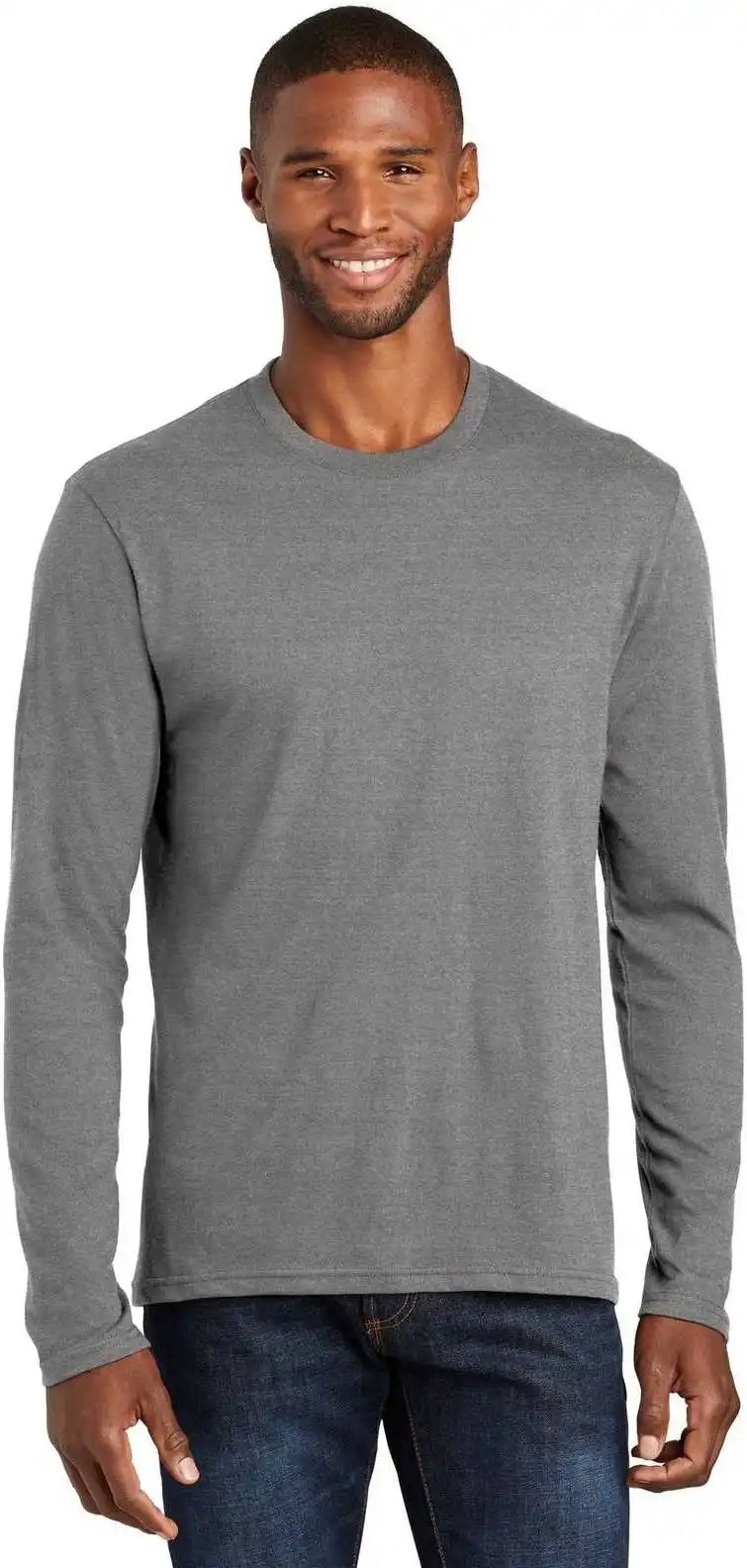 Port & Company Pc455ls Long Sleeve Fan Favorite Blend Tee Graphite Heather
