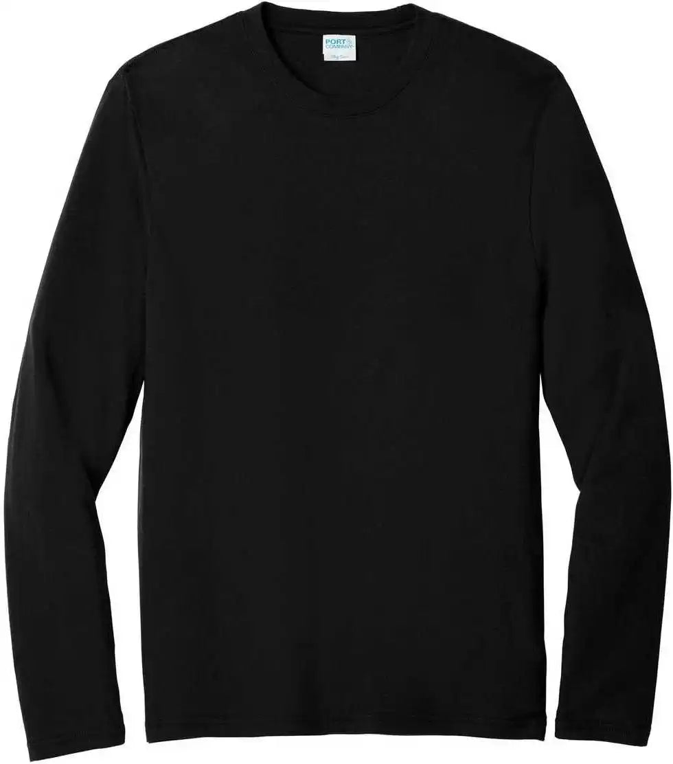 Port &amp; Company Pc455ls Long Sleeve Fan Favorite Blend Tee Jet Black