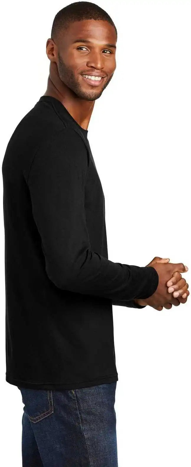 Port &amp; Company Pc455ls Long Sleeve Fan Favorite Blend Tee Jet Black
