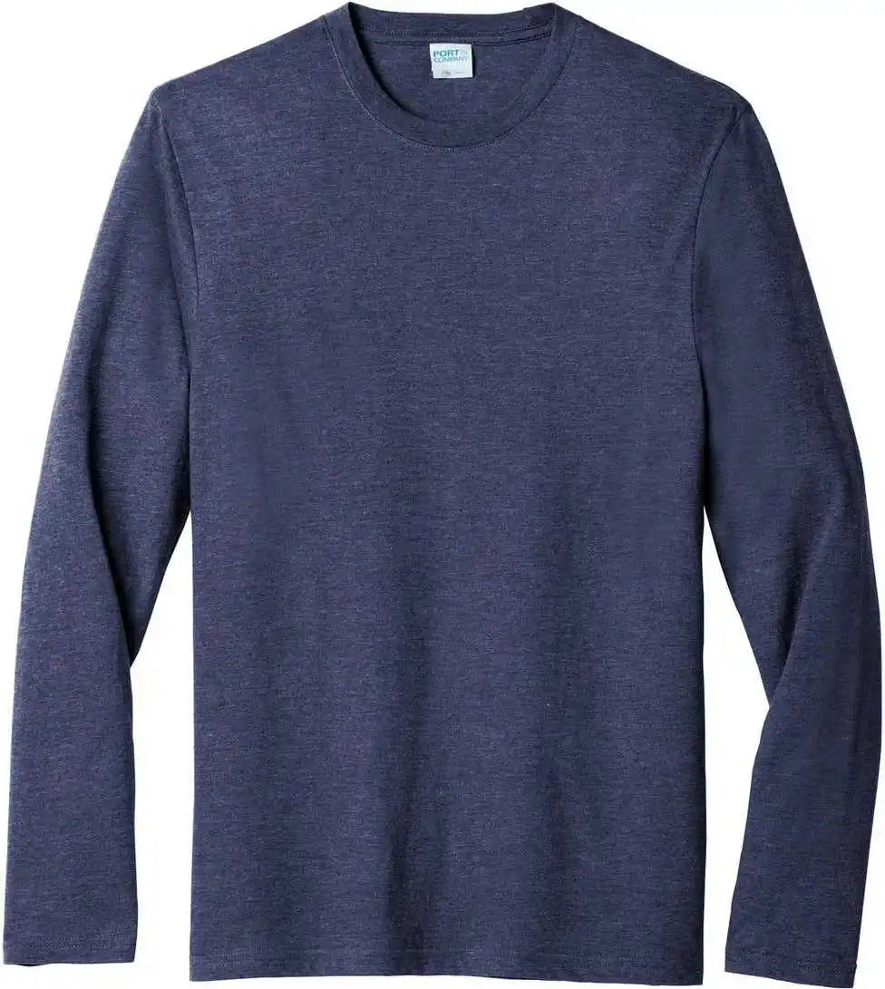 Port &amp; Company Pc455ls Long Sleeve Fan Favorite Blend Tee Team Navy Heather