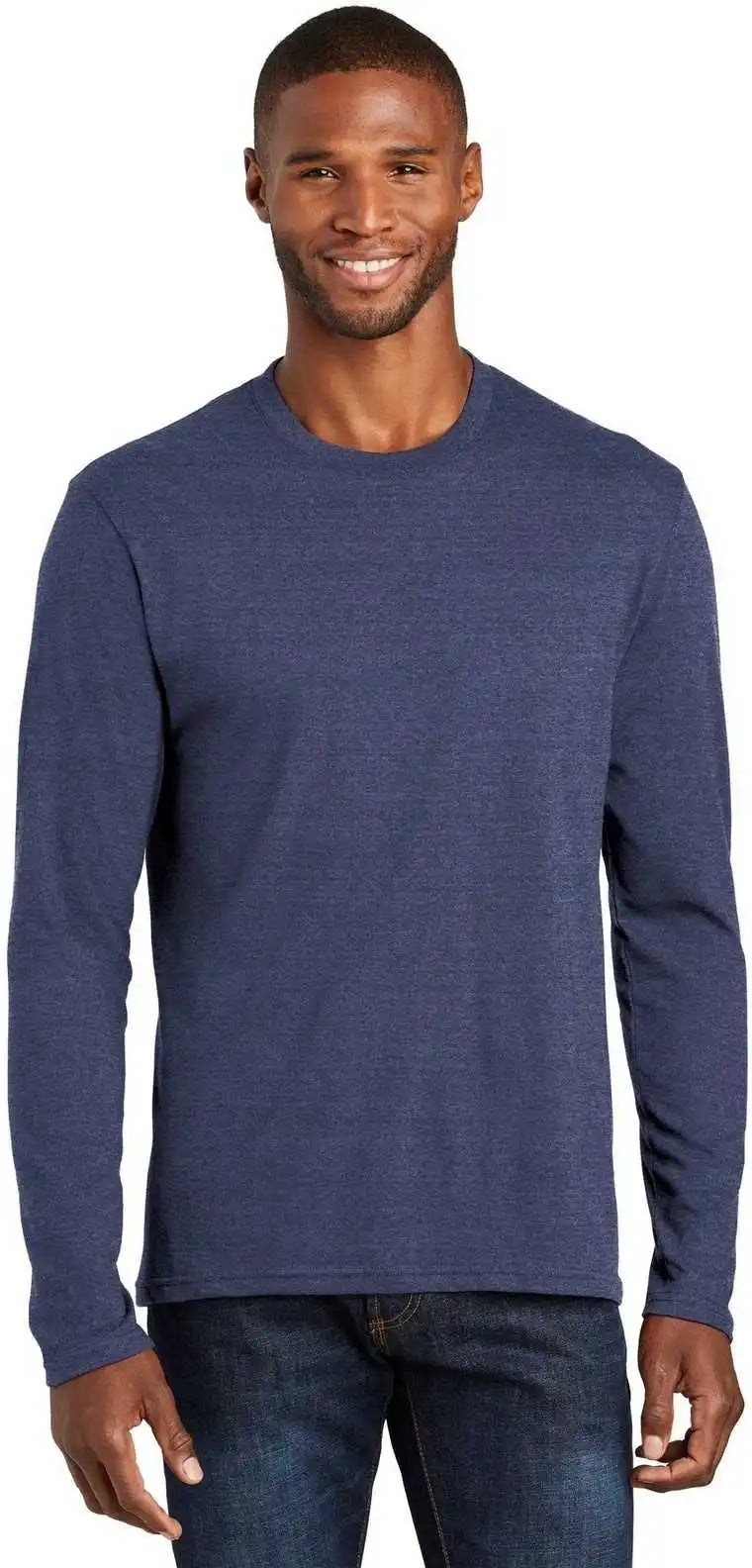 Port & Company Pc455ls Long Sleeve Fan Favorite Blend Tee Team Navy Heather