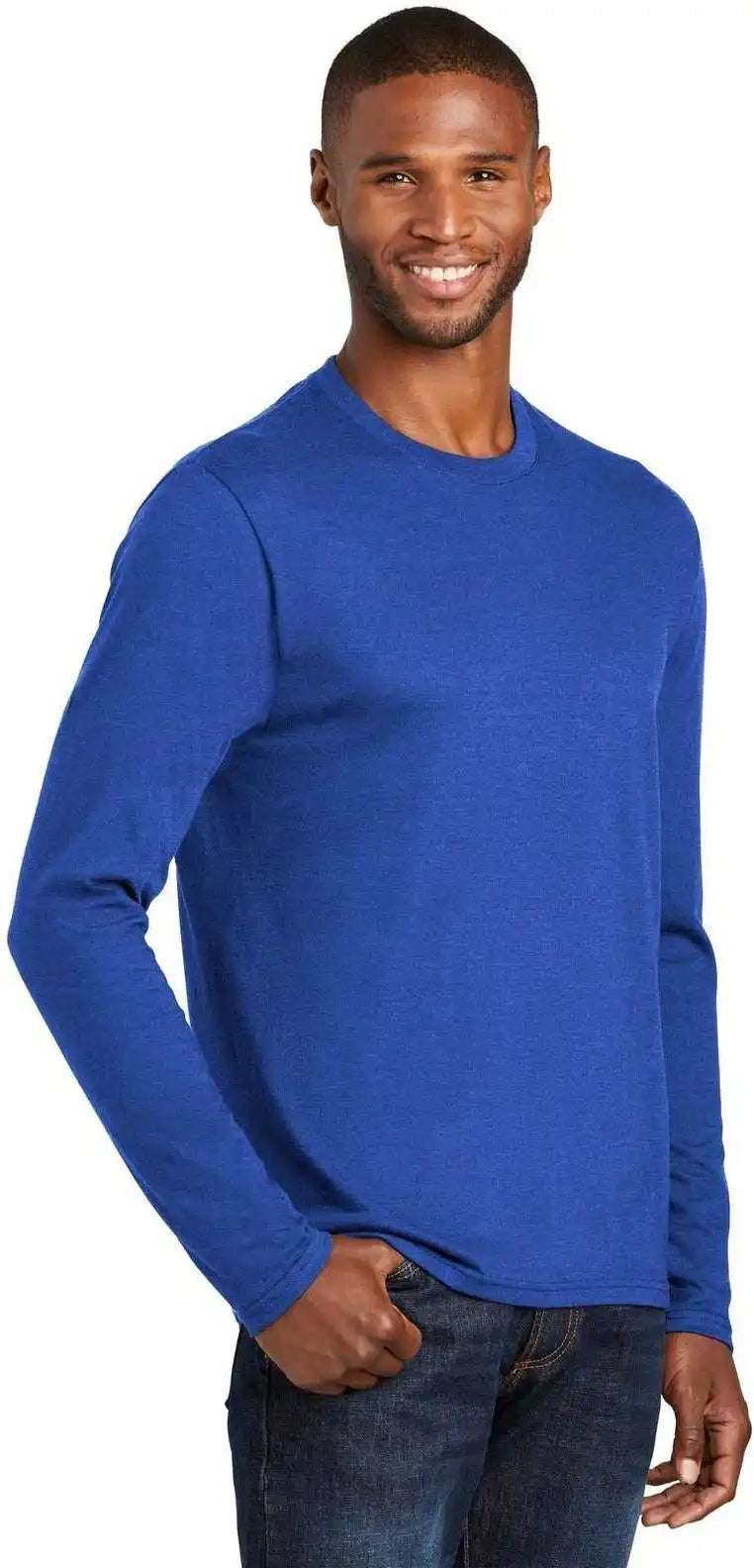 Port &amp; Company Pc455ls Long Sleeve Fan Favorite Blend Tee - True Royal Heather