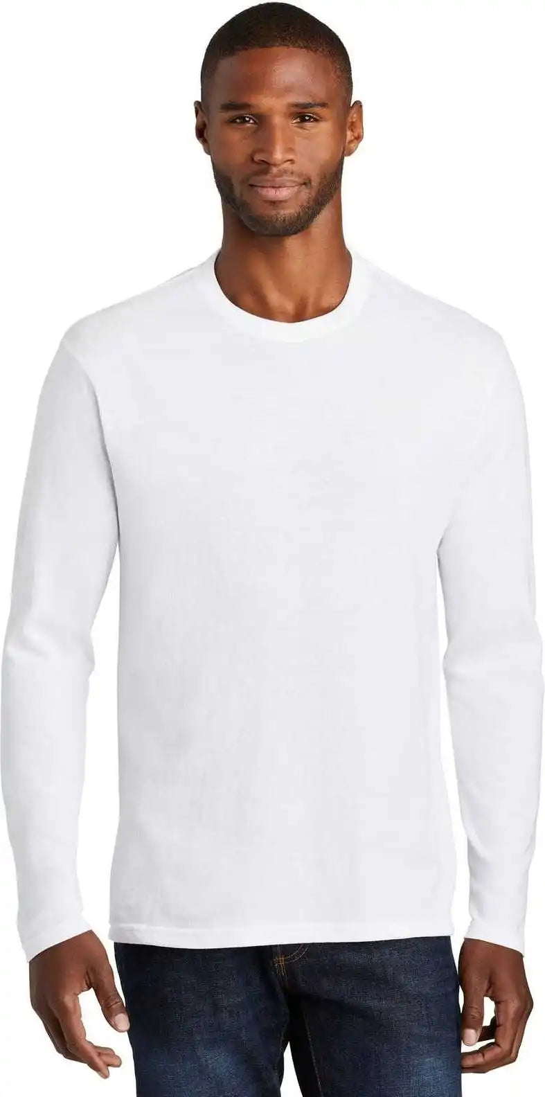 Port & Company Pc455ls Long Sleeve Fan Favorite Blend Tee White