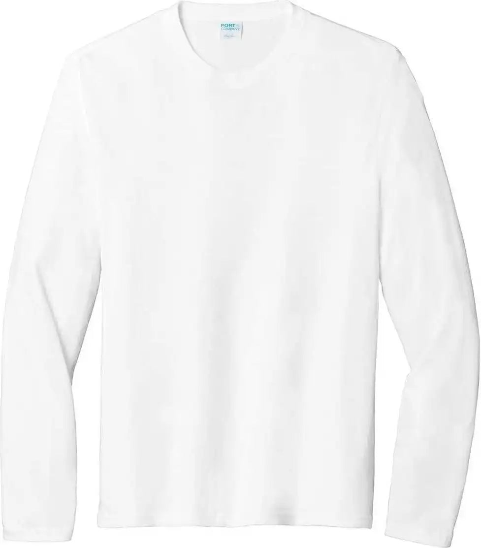 Port &amp; Company Pc455ls Long Sleeve Fan Favorite Blend Tee White
