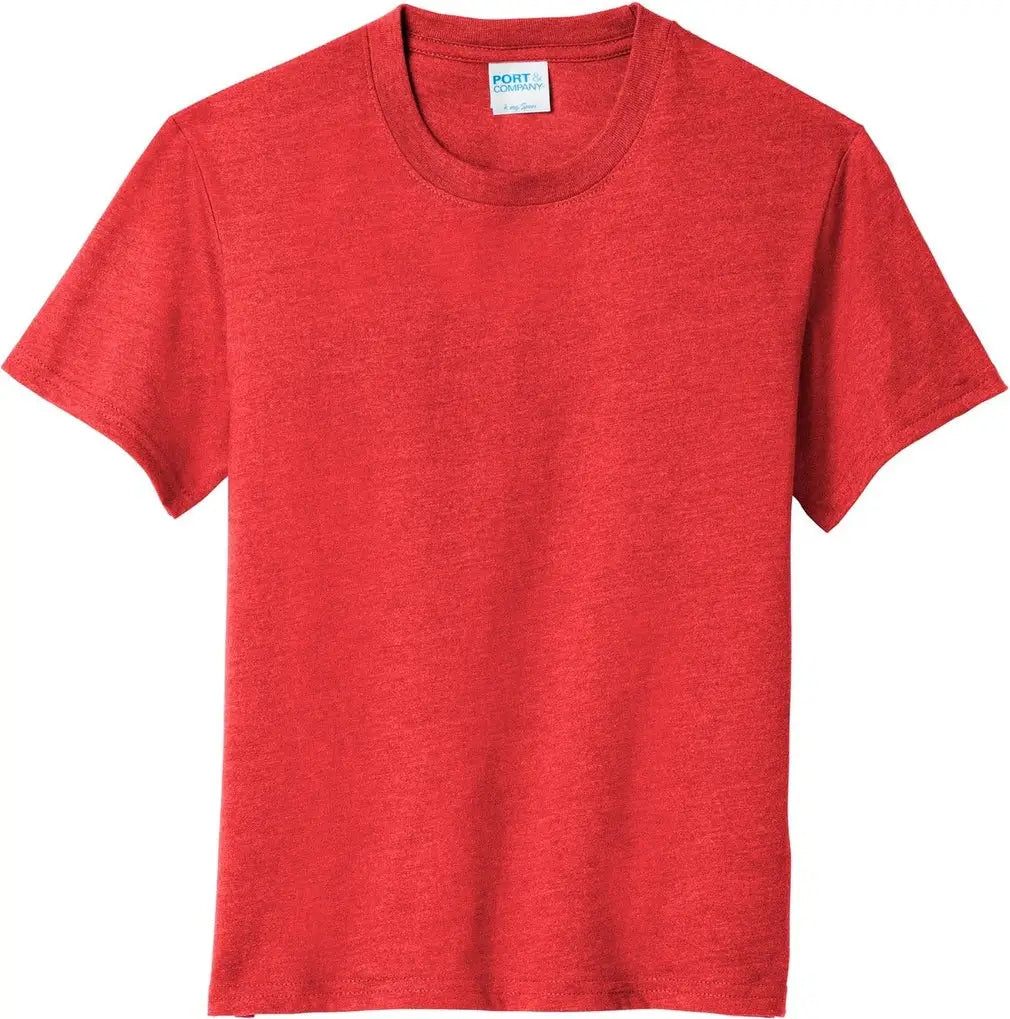 Port & Company Pc455y co Youth Fan Favorite Blend Tee - Bright Red Heather