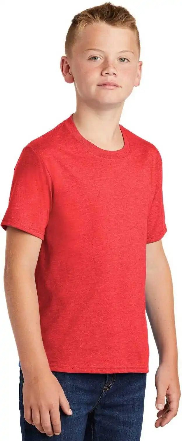 Port &amp; Company Pc455y Youth Fan Favorite Blend Tee Bright Red Heather