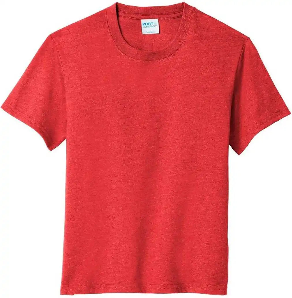 Port &amp; Company Pc455y Youth Fan Favorite Blend Tee Bright Red Heather