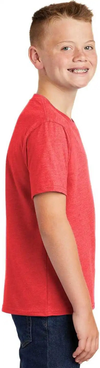 Port &amp; Company Pc455y Youth Fan Favorite Blend Tee Bright Red Heather