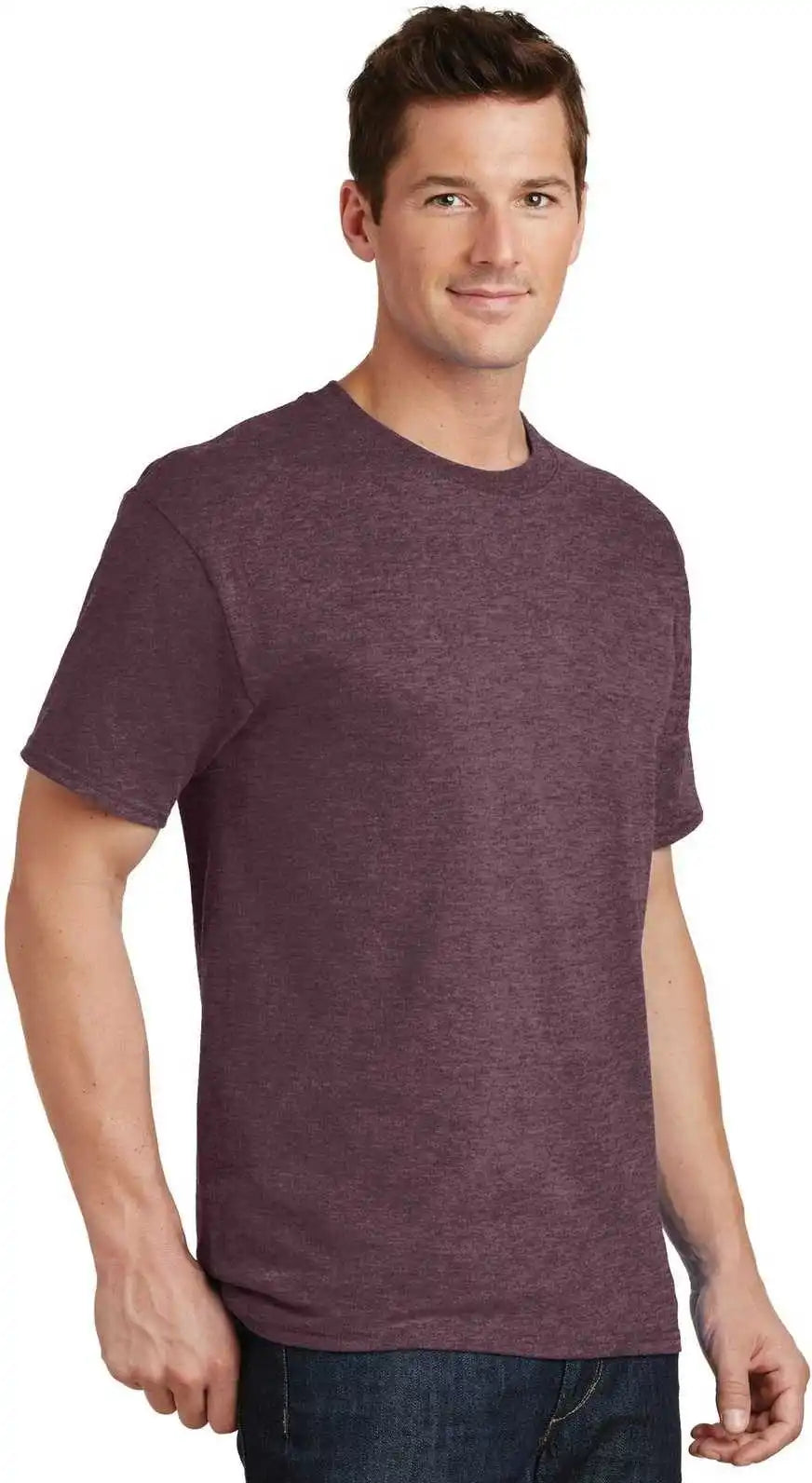 Port &amp; Company Pc54 Core Cotton Tee Heather Athletic Maroon