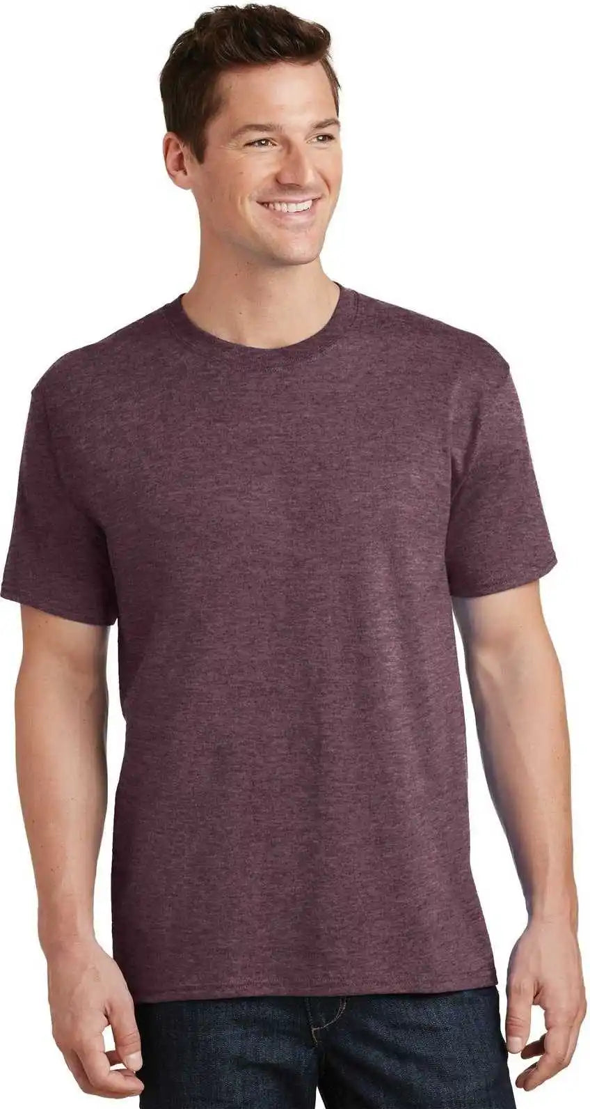 Port & Company Pc54 Core Cotton Tee Heather Athletic Maroon