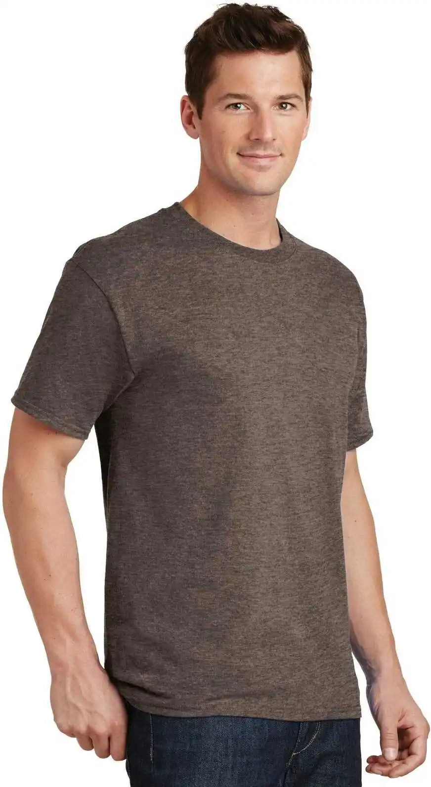 Port &amp; Company Pc54 Core Cotton Tee Heather Dark Chocolate Brown