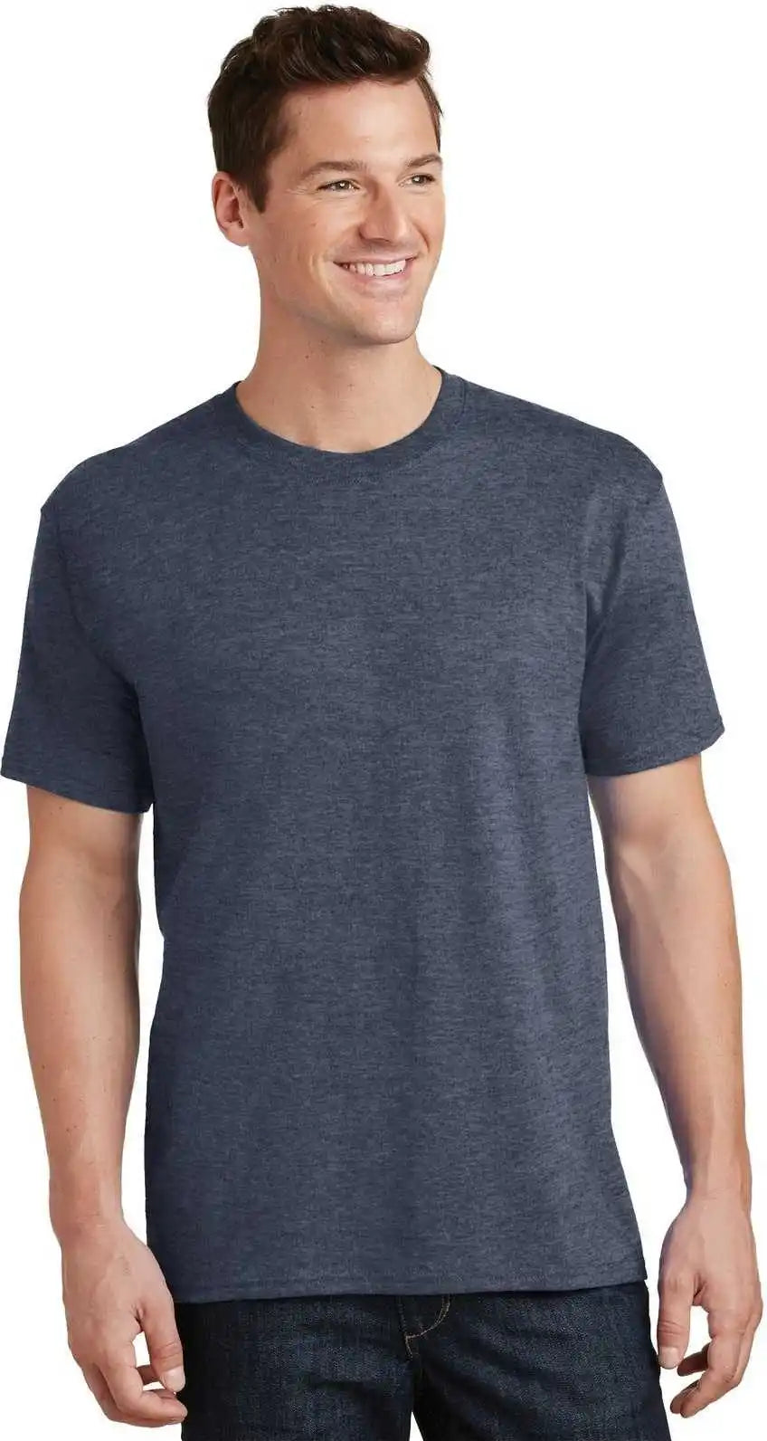 Port & Company Pc54 Core Cotton Tee Heather Navy
