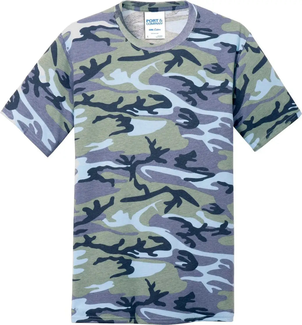 Port & Company Pc54c co Core Cotton Camo Tee - Woodland Blue