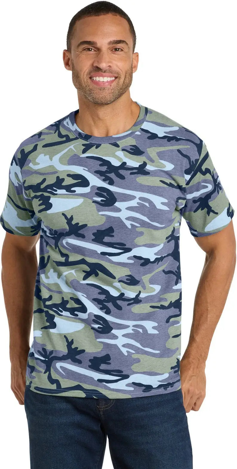 Port & Company Pc54c co Core Cotton Camo Tee - Woodland Blue