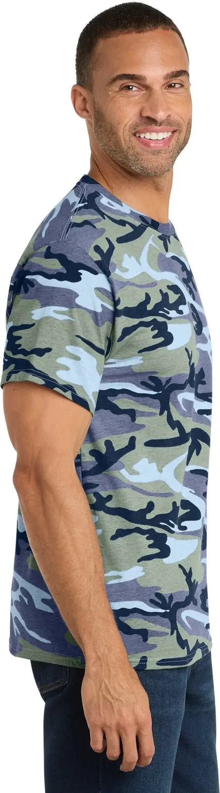 Port & Company Pc54c co Core Cotton Camo Tee - Woodland Blue