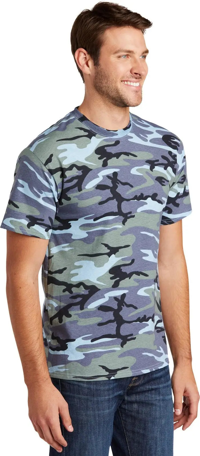 Port & Company Pc54c co Core Cotton Camo Tee - Woodland Blue