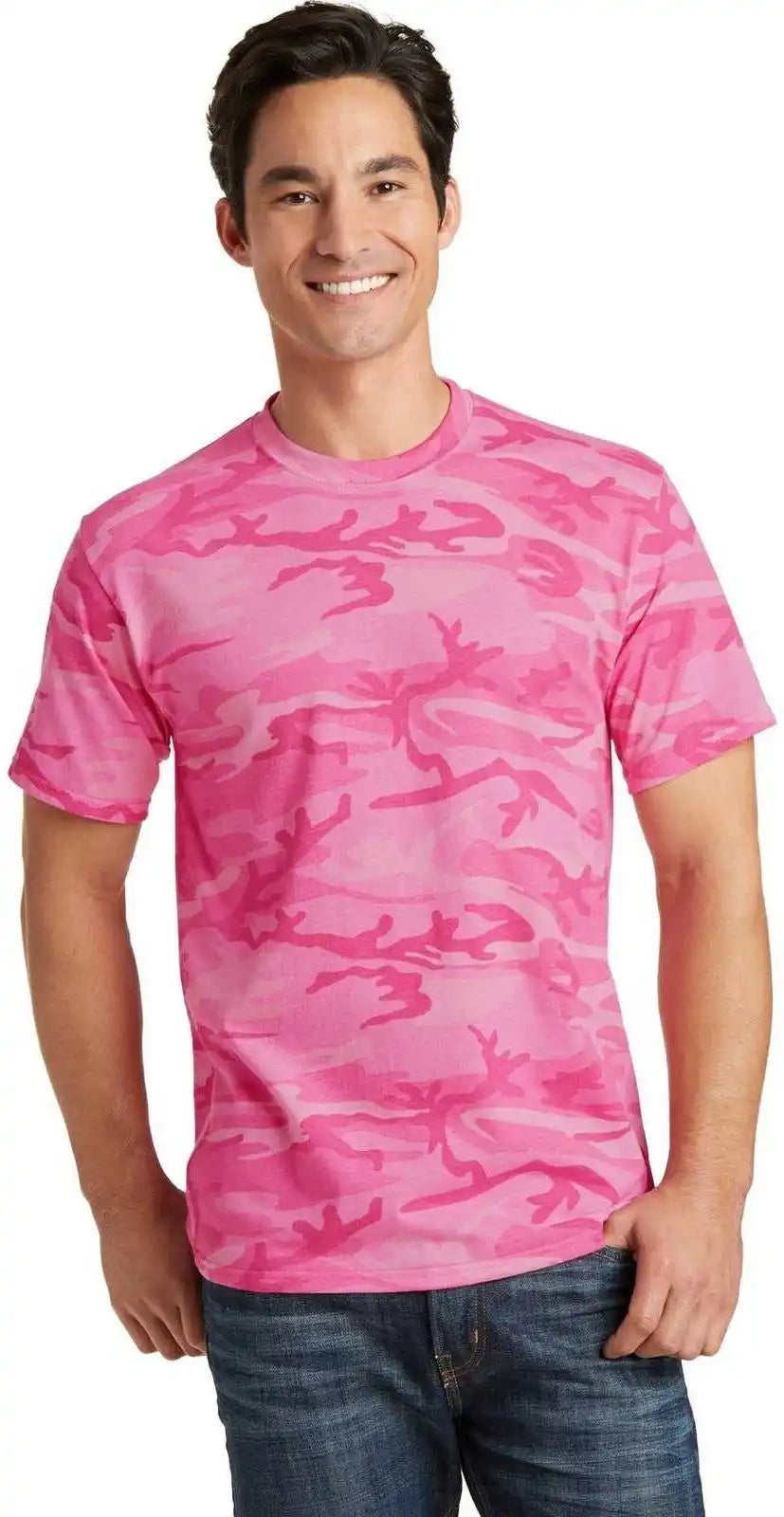 Port & Company Pc54c Core Cotton Camo Tee Pink