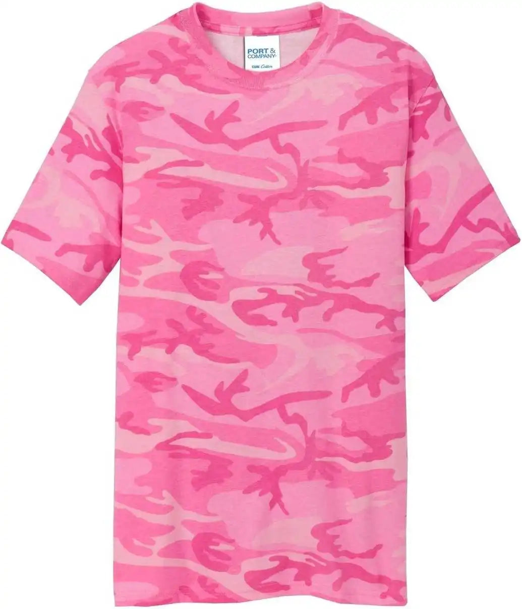 Port &amp; Company Pc54c Core Cotton Camo Tee Pink