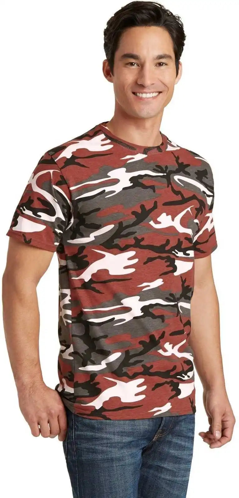 Port &amp; Company Pc54c Core Cotton Camo Tee - Red