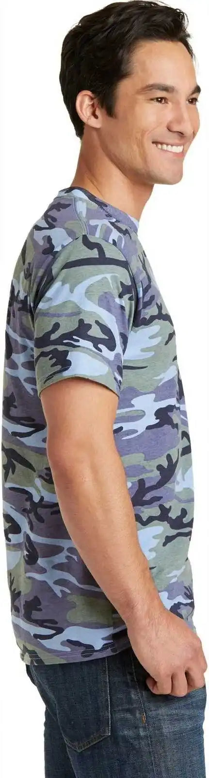 Port & Company Pc54c Core Cotton Camo Tee - Woodland Blue