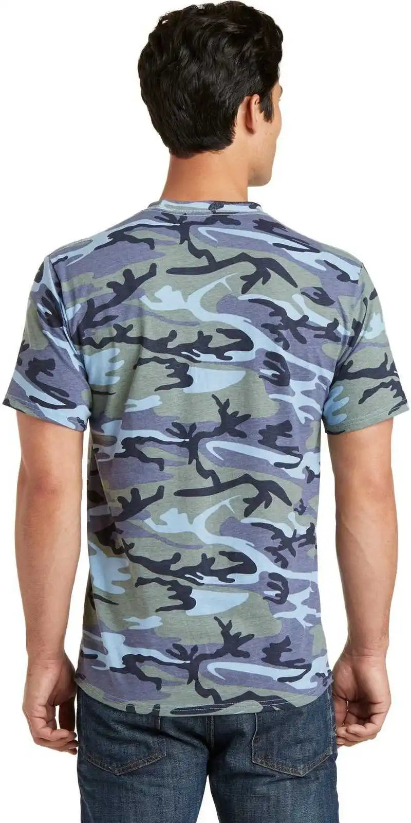 Port & Company Pc54c Core Cotton Camo Tee Woodland Blue