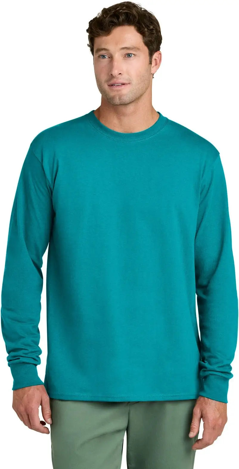 Port & Company Pc54ls co Long Sleeve Core Cotton Tee - Aquatic Blue - Adult s