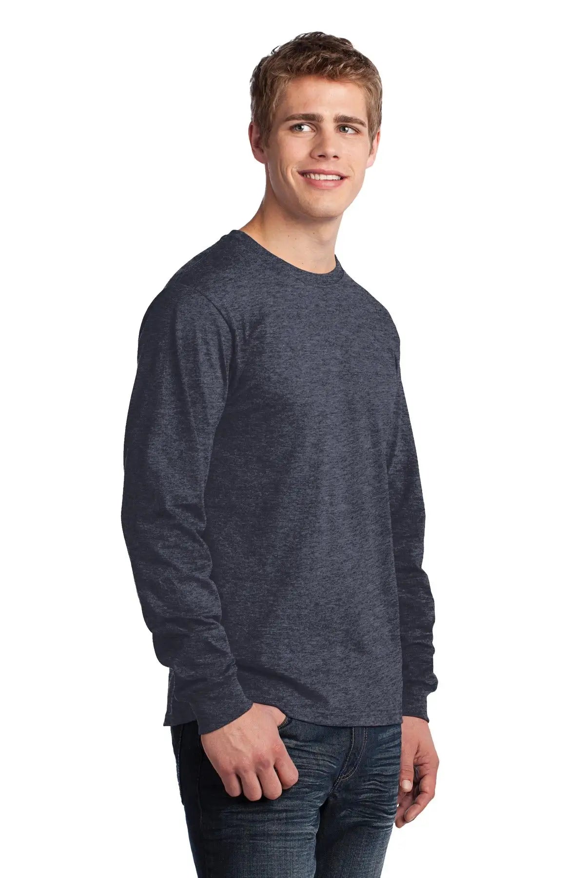 Port & Company Pc54ls co Long Sleeve Core Cotton Tee - Heather Navy