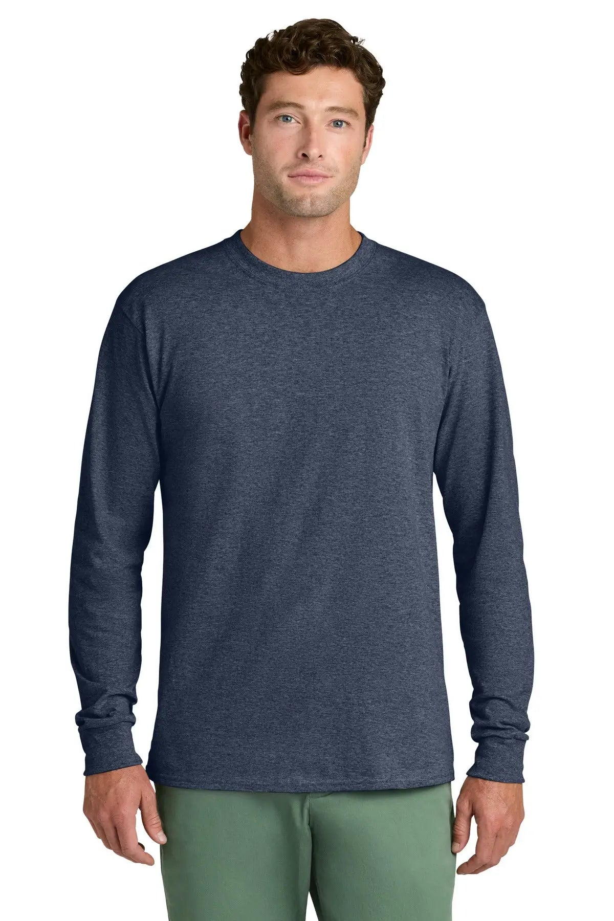 Port & Company Pc54ls co Long Sleeve Core Cotton Tee - Heather Navy