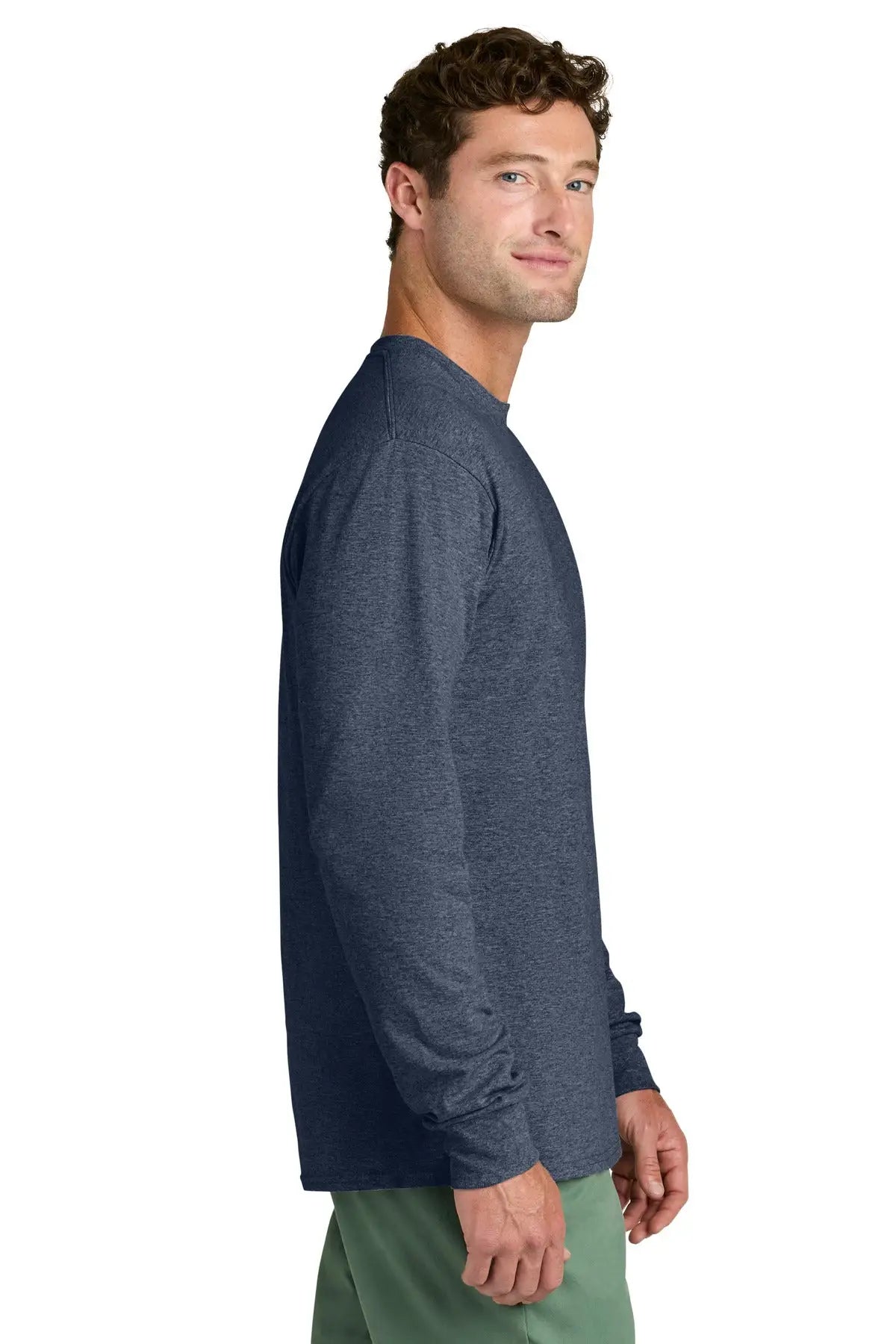 Port & Company Pc54ls co Long Sleeve Core Cotton Tee - Heather Navy