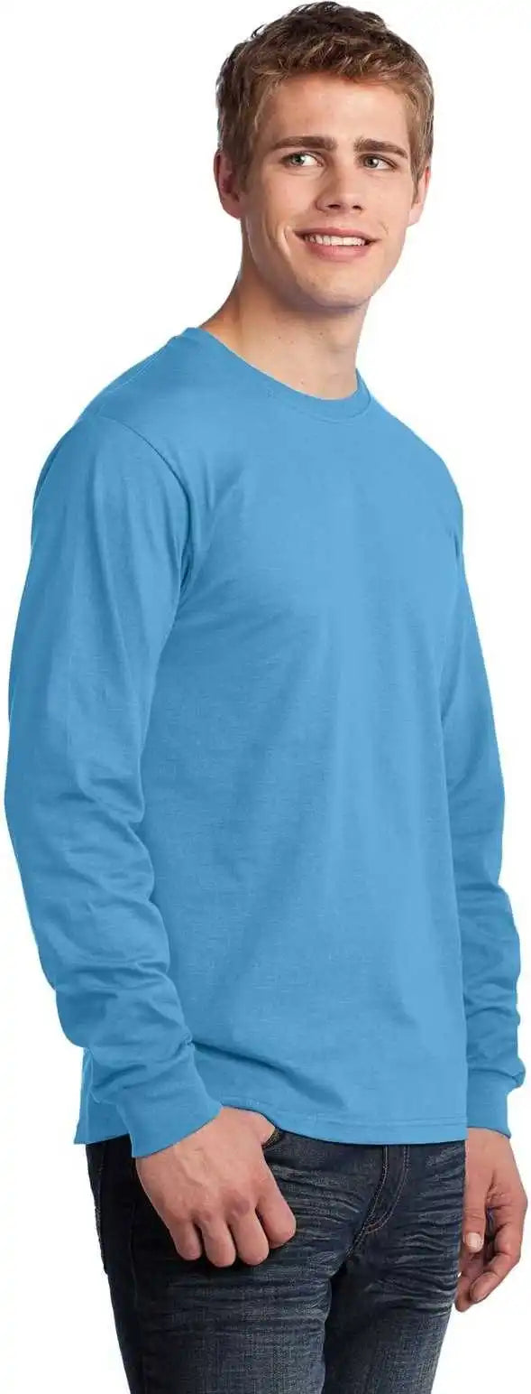 Port &amp; Company Pc54ls Long Sleeve Core Cotton Tee Aquatic Blue