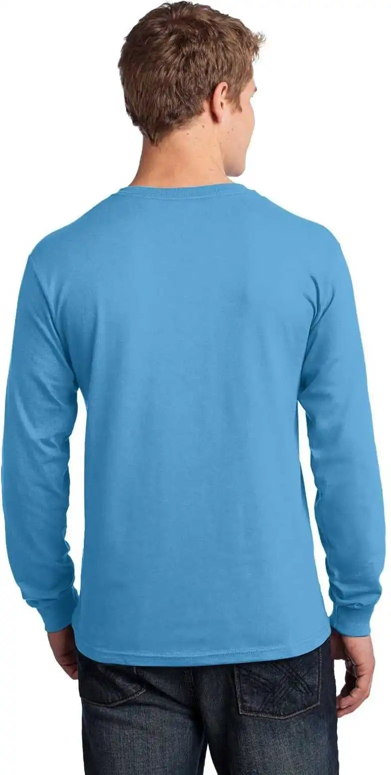 Port &amp; Company Pc54ls Long Sleeve Core Cotton Tee Aquatic Blue