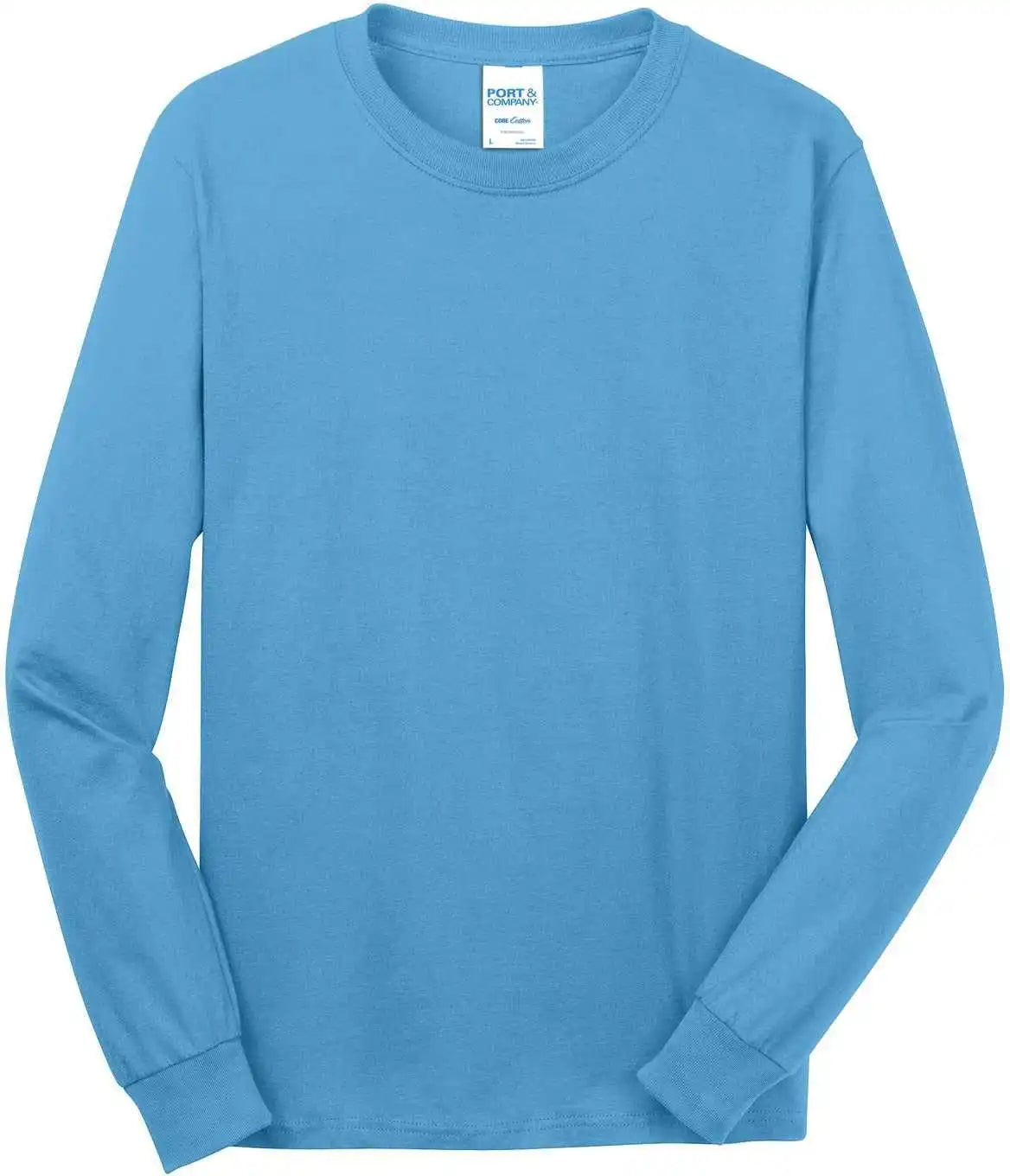 Port &amp; Company Pc54ls Long Sleeve Core Cotton Tee Aquatic Blue