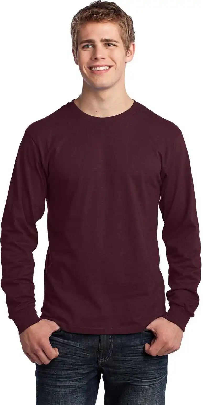 Port & Company Pc54ls Long Sleeve Core Cotton Tee Athletic Maroon