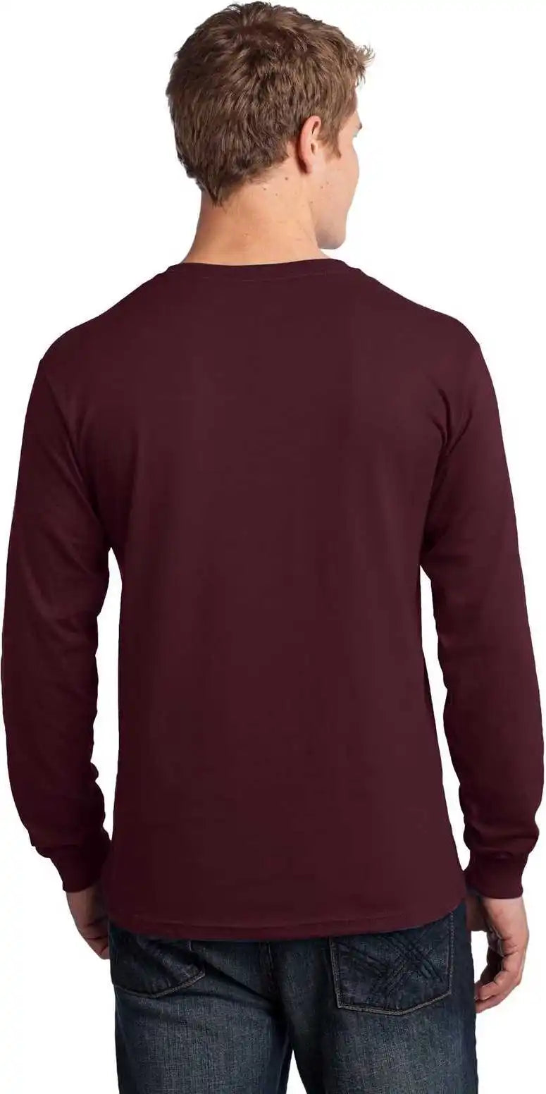Port & Company Pc54ls Long Sleeve Core Cotton Tee Athletic Maroon