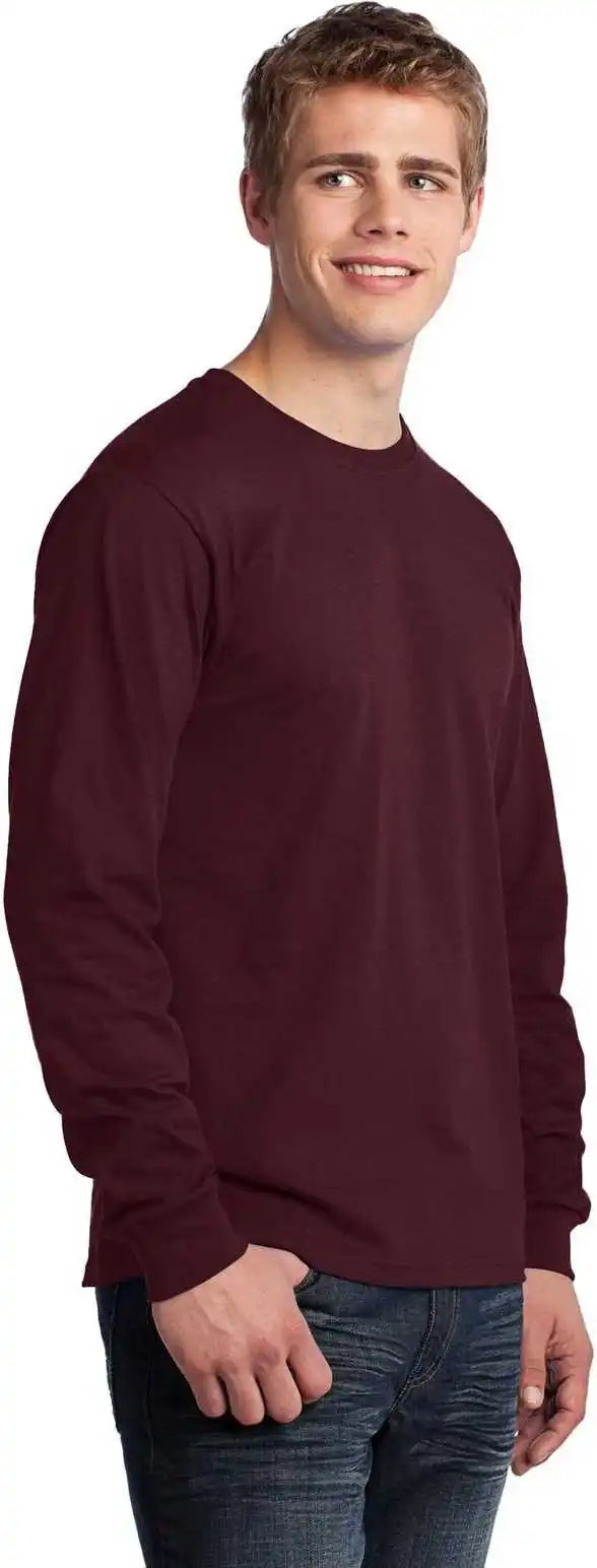 Port &amp; Company Pc54ls Long Sleeve Core Cotton Tee Athletic Maroon