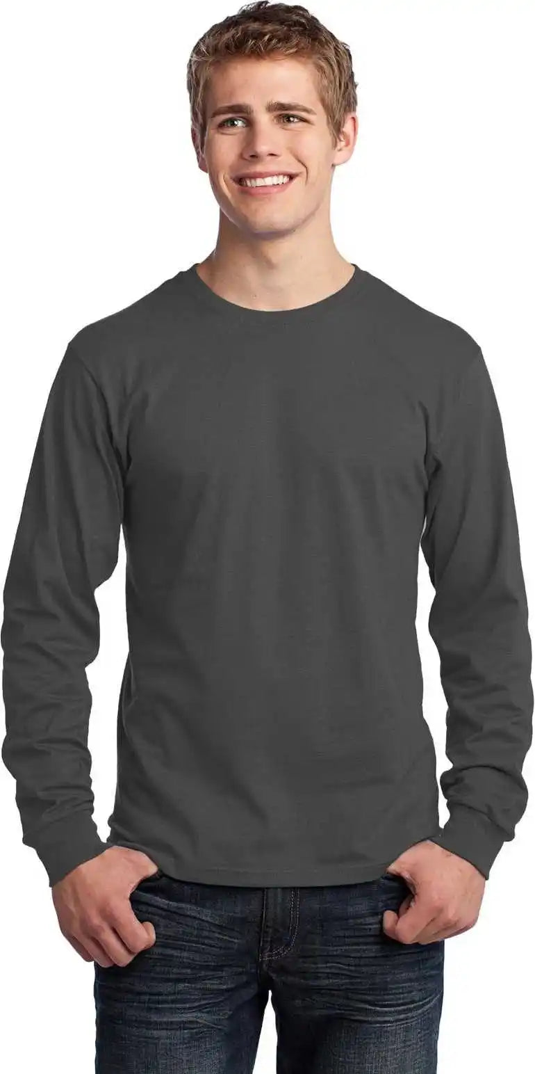 Port & Company Pc54ls Long Sleeve Core Cotton Tee Charcoal