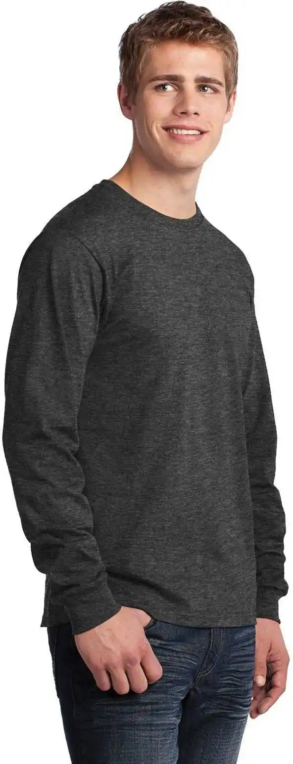 Port &amp; Company Pc54ls Long Sleeve Core Cotton Tee Dark Heather Gray