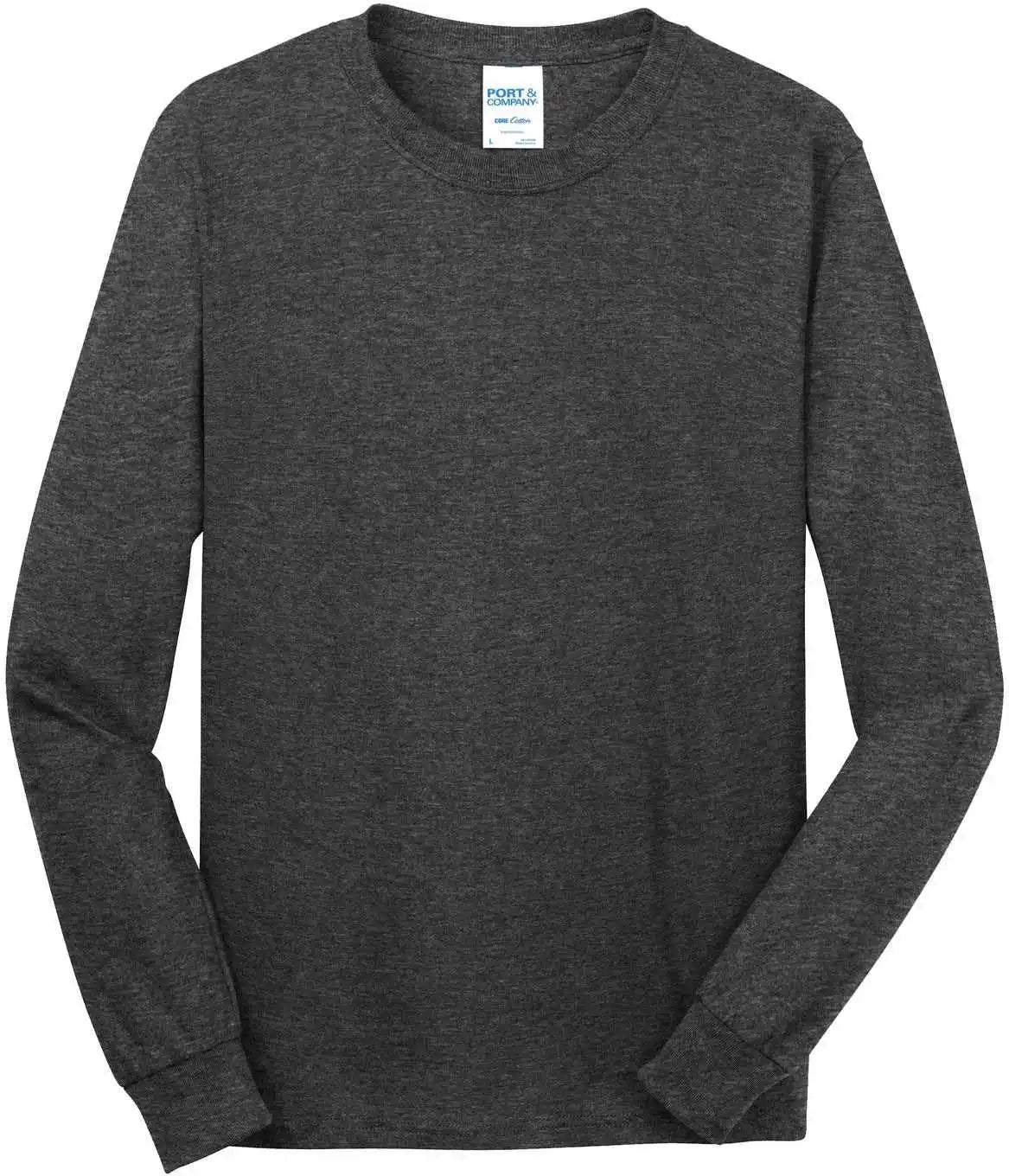 Port &amp; Company Pc54ls Long Sleeve Core Cotton Tee Dark Heather Gray