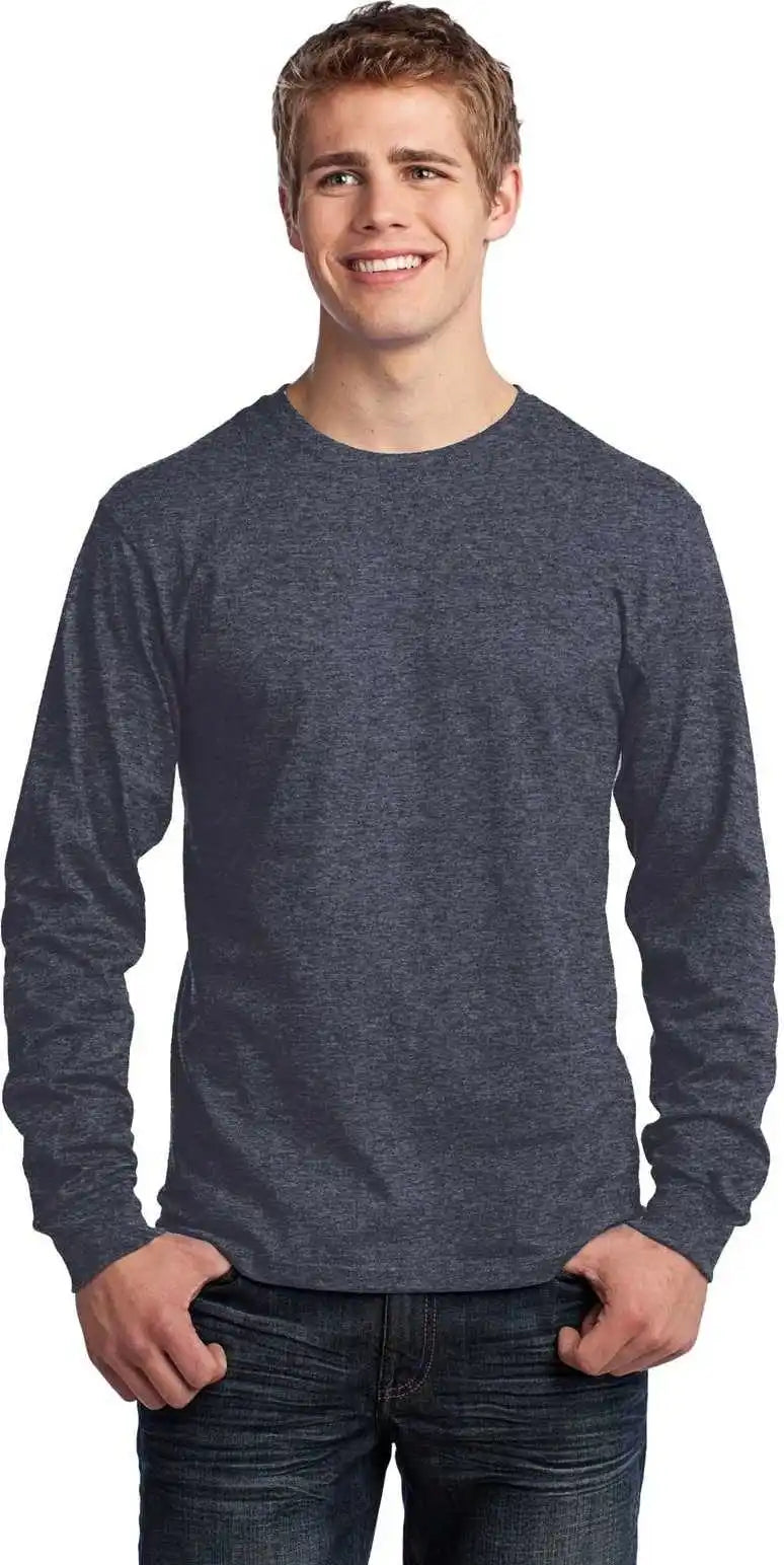 Port & Company Pc54ls Long Sleeve Core Cotton Tee Heather Navy